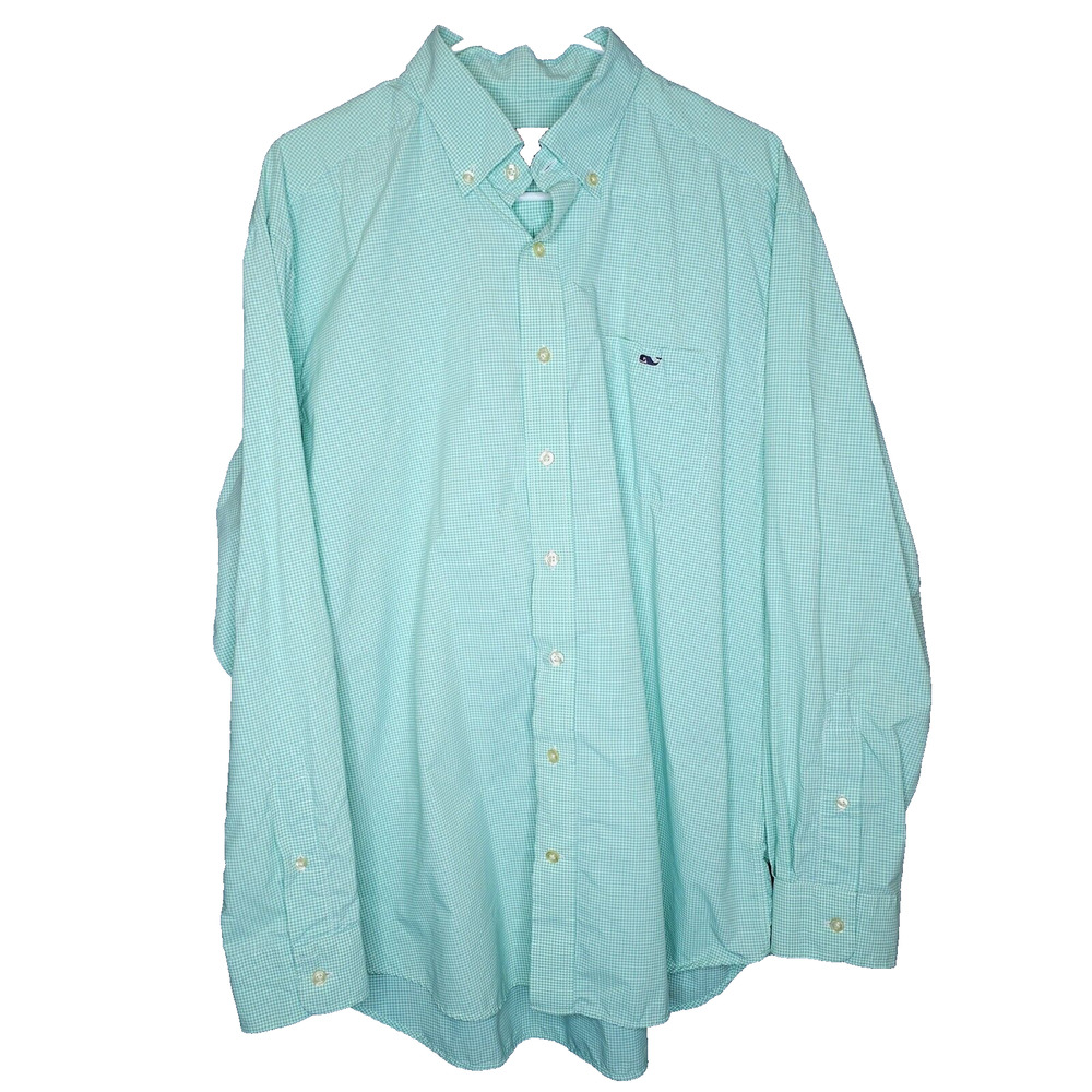 Vineyard Vines Shirt Men Large Classic Fit Tucker Green Check Performance Preppy